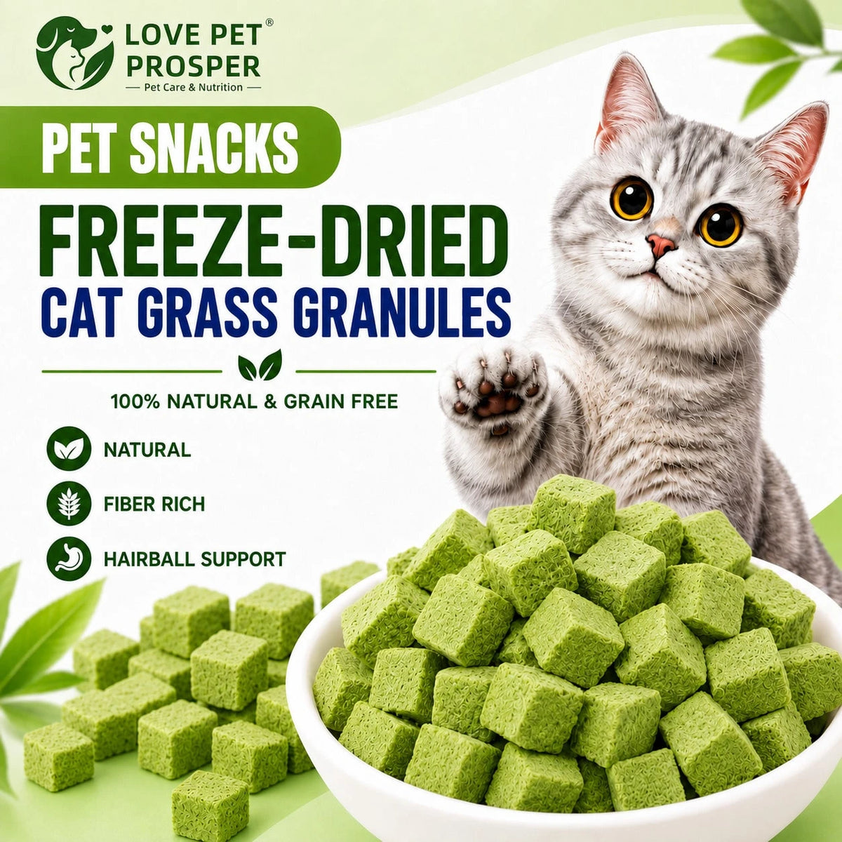 Freeze-Dried Probiotic Cat Treats – Hairball & Digestive Support