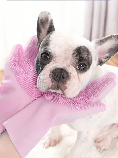 Pet Bathing Gloves For Cats And Dogs, Anti-Scratch, Deep Cleaning, De-Shedding And Massage Functions, Dry And Wet Use, Also Suitable For Kitchen/Car Wash And Daily Home Cleaning