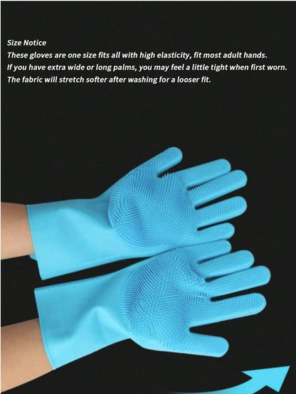 Pet Bathing Gloves For Cats And Dogs, Anti-Scratch, Deep Cleaning, De-Shedding And Massage Functions, Dry And Wet Use, Also Suitable For Kitchen/Car Wash And Daily Home Cleaning