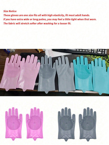 Pet Bathing Gloves For Cats And Dogs, Anti-Scratch, Deep Cleaning, De-Shedding And Massage Functions, Dry And Wet Use, Also Suitable For Kitchen/Car Wash And Daily Home Cleaning